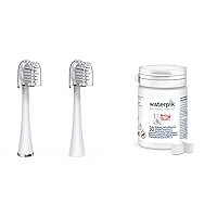 Waterpik Compact Replacement Brush Heads with Covers for Sonic-Fusion Flossing Toothbrush SFRB-2EW, 2 Count White & Whitening Water Flosser Refill Tablets (30 Count) - Only for The Whitening Flosser