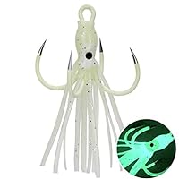 10pcs Soft Luminous Octopus Trolling Saltwater Freshwater Bait Squid Skirt Fishing Lures Glow in Dark, Jigging Bait with Hook