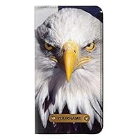 RW0854 Eagle American PU Leather Flip Case Cover for iPhone 11 Pro with Personalized Your Name on Leather Tag