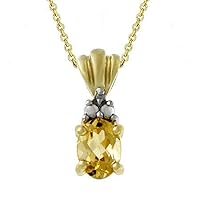 Jewelry Created Oval Cut Citrine 925 Sterling Silver 14K Yellow Gold Finish Diamond Pendant Necklace for Women's & Girl's