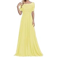 Lace Appliques Mother of The Bride Dresses Short Sleeves Chiffon Wedding Dress Plus Size Mother of The Groom Gowns
