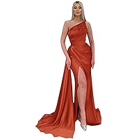Prom Dresses with Train Strapless Mermaid Dresses for Women Satin Slit Evening Party Long Cocktail Dresses