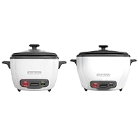 BLACK+DECKER 16-Cup Rice Cooker with Steaming Basket Bundle and 6-Cup Rice Cooker with Steaming Basket