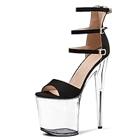 Fashion 8 Inch Buckle Strap Open Toe Sandals Clear Pole Dance Shoes Summer Sexy Platform Exotic Stripper High Heels