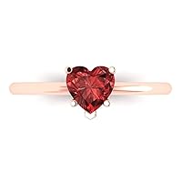 Clara Pucci 1.0 ct Heart Cut Solitaire Natural VVS1 Red Garnet 5-Prong Engagement Wedding Bridal Promise Anniversary Ring 18K Rose Gold