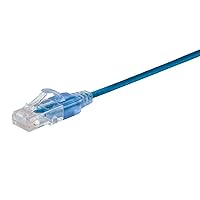 Monoprice Cat6A Ethernet Patch Cable - Snagless, 550Mhz, 10G, UTP, Pure Copper Wire, 30AWG, 50 Feet, Blue - SlimRun Series