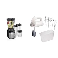 Hamilton Beach Stay or Go Blender for Shakes and Smoothies with 32oz Shatterproof Jar & 6-Speed Electric Hand Mixer with Whisk, Dough Hooks and Easy Clean Beaters