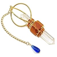 Crystal Wand Healing Tool - Sky Vajra Etheric Weaver Pendant with Magnets & Copper Wire - 4 1/2