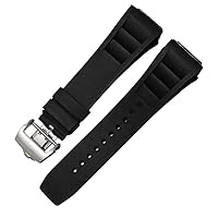 Rubber Silicone Watch Strap for Richard Mille RM011 Series Silicone Tape Accessories Men's Watch Strap 25-20mm (Color : Preto, Size : 25mm Silver Buckle)