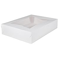 SCT White Window Bakery Boxes with Tuck-in Lid, 19 x 14 x 6.5, White, Paper, 50/Carton