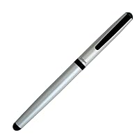 OHTO CR02 Ceramic Rollerball Pen, 0.5mm Fine Point, Medium-Thick Aluminum Barrel with Brass Components, Matte Silver, Refillable Water-Based Black Ink, CR02-05-MSV