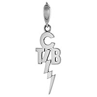 Sterling Silver Elvis's Motto take Care of Business TCB Necklace Antiqued finish 1 1/4 inch tall, 16-30 inch 0.8mm Box Chain