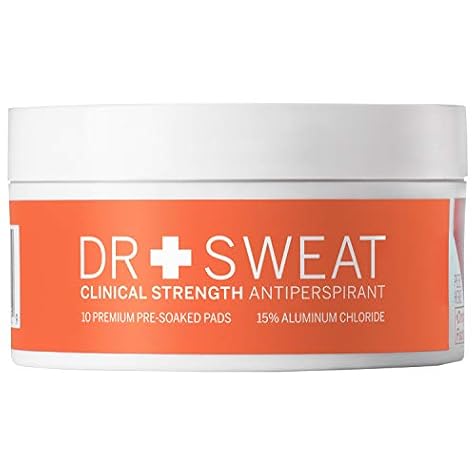 Dr. Sweat Antiperspirant Deodorant Pads for Excessive Clinical Strength Reduce Sweating for 7 Days for Men & Women, 10 Underarm, Unscented, 10 Count