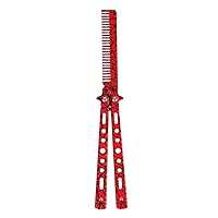 Comb Trainer Stainless Steel Unsharpened Slice Butterfly Training Comb for Beginner Red Combs