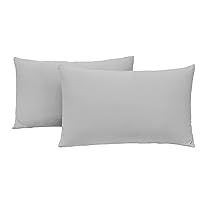 Jersey Knit Pillow Cases Standard/Queen Set of 2 - Grey Pillowcases with Ultra Soft T-Shirt Like Microfiber Blend - Envelope Closure & Suitable for Queen/Standard Pillows, Light Gray