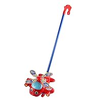 Push Along Airplane Toy, Push Along Toys Baby Pushing Airplane Toy with Long Handle Walking Toy for Toddlers, Baby Walking Toy