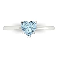 Clara Pucci 1.0 carat Heart Cut Solitaire Natural Aquamarine 5-Prong Proposal Wedding Bridal Anniversary Ring 18K White Gold