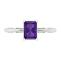 Clara Pucci 0.9ct Radiant Cut Solitaire Natural Amethyst Proposal Wedding Bridal Designer Anniversary Ring 14k White Gold for Women