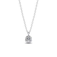 Round Brilliant Shape White Color Moissanite Diamond 925 Sterling Silver Solitaire Pendant Necklace For Women