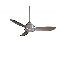 Minka-Aire F517-BN Downrod Mount, 3 Silver / Pewter Blades Ceiling fan with 59 watts light, Brushed Nickel