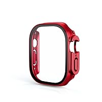 TONECY Glass + Cover for Apple Watch Case Ultra 49mm PC Bumper Tempered Case Screen Protector Shell Iwatch Accessories Series Ultra Cover (Color : Original Red, Size : Ultra 49mm)