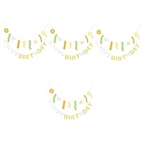 BESTOYARD 4 Sets Happy Birthday Pull Flag Kids Birthday Decor Party Hanging Decor Party Banner Banners Summer Wreaths Baby Birthday Favors Celebrity Banquet Non-woven Fabric Latte Art