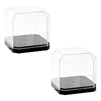 SUPERFINDINGS Plastic Minifigures Display Case with Black Base Transparent Case Model Cars Showcase Collectibles Display Box for Models Building Blocks Dolls Square 12.3cm