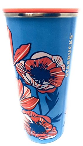 Starbucks Cold Brew Stainless Steel Blue Floral Cup - 15 Fluid Ounce