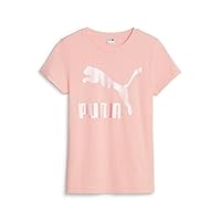 PUMA Womens Classics Logo Crew Neck Short Sleeve Athletic Tops Casual - Pink