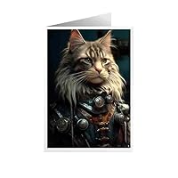 ARA STEP Unique All Occasions Cats Steampunk Art Greeting Cards Assortment Vintage Aesthetic Notecards 3 (Set of 4 SIZE 148.5 x 210 mm / 5.8 x 8.3 inches) (Maine Coon cat Steampunk 1)