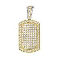 925 Sterling Silver Yellow tone Mens CZ Cubic Zirconia Simulated Diamond Animal Pet Dog Tag Charm Pendant Necklace Jewelry for Men