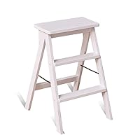 Wooden Step Stool,3 -Step Step Stool Ladder Woodgrain Shelf Lightweight Folding with Anti-Slip and Wide Pedal for Home and Kitchen Space Saving