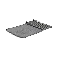 Umbra UDRY Rack and Microfiber Dish Drying Mat-Space-Saving Lightweight Design Folds Up for Easy Storage, Mini, Charcoal