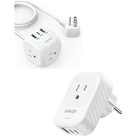 Anker 20W USB C Power Strip, 321 Power Strip with 3 Outlets and USB C Charging & European Travel Plug Adapter USB C 15W,Anker International Power Plug