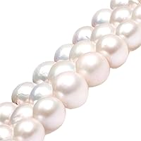 JOE FOREMAN 12mm-14mm White Freshwater Pearl Semi Precious Gemstone Round Loose Beads for Jewelry Making DIY Handmade Craft Supplies 15