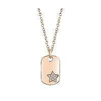 Created 0.20Ct Round Cut White Diamond 925 Sterling Silver 14K Rose Gold Finish Diamond Star Dog Tag Pendant Necklace for Women's & Girl's