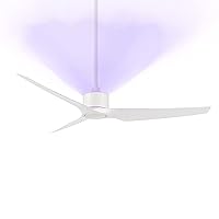 WAC Smart Fans Terminator Indoor and Outdoor 3-Blade Ceiling Fan 54in Matte White UV-C LED Up-Light and Remote Control