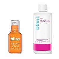 Bliss Brighten & Exfoliate Duo: Bliss Bright Idea Vitamin C + Tri-Peptide Brightening Serum & BlissPro™ Liquid Exfoliant - Daily Exfoliating Treatment with 11.8% AHA, BHA, PHA