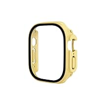 Tempered Glass Case for Apple Watch Ultra 49mm Cover Built-in Screen Protector Full Coverage for iWatch Series Ultra 49mm Cases (Color : Yellow, Size : Ultra 49mm)