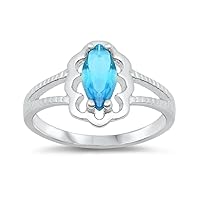 CHOOSE YOUR COLOR Sterling Silver Marquise Wide Ring