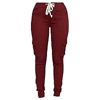 Andongnywell Women's Casual Relaxed-Fit Cargo Pants Multi Pocket Work Pants Ladies Drawstring Pockets Trousers