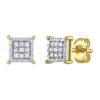 0.10 CT Round Created Diamond Cluster Stud Earrings 14k Yellow Gold Over