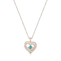 Forever Love Heart Pendant Necklaces for Women 925 Sterling Silver with Birthstone Swarovski Crystal, Birthday,Anniversary,Party,Jewelry Gift for Mom Women Girls(Dec.-Rose Gold)