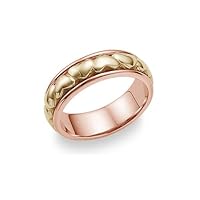 Eternal Heart Wedding Band Ring - 14K Rose and Yellow Gold For Men's