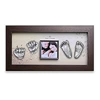 Momspresent Baby Hand Print and Foot Print Deluxe Casting kit with Brown Frame3 Silver
