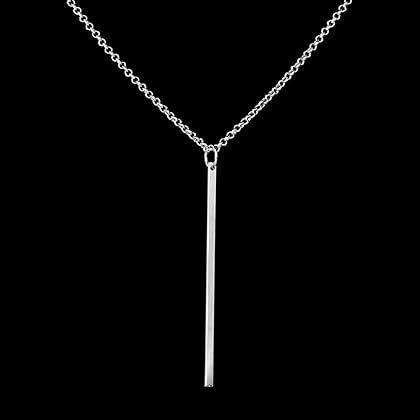 Metisee Vertical Bar Pendent Necklace Silver Decorative Long Necklaces Chain Prom Jewelry for Women and Girls (Silver)