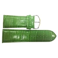 30MM Green Wide Padded Stitched Croco Print Trendy Fashion Watch Band Strap