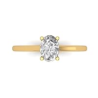 1.35 ct Brilliant Oval Cut Stunning Flawless Clear Simulated Diamond Solid 18K Yellow Gold Solitaire Anniversary Promise ring