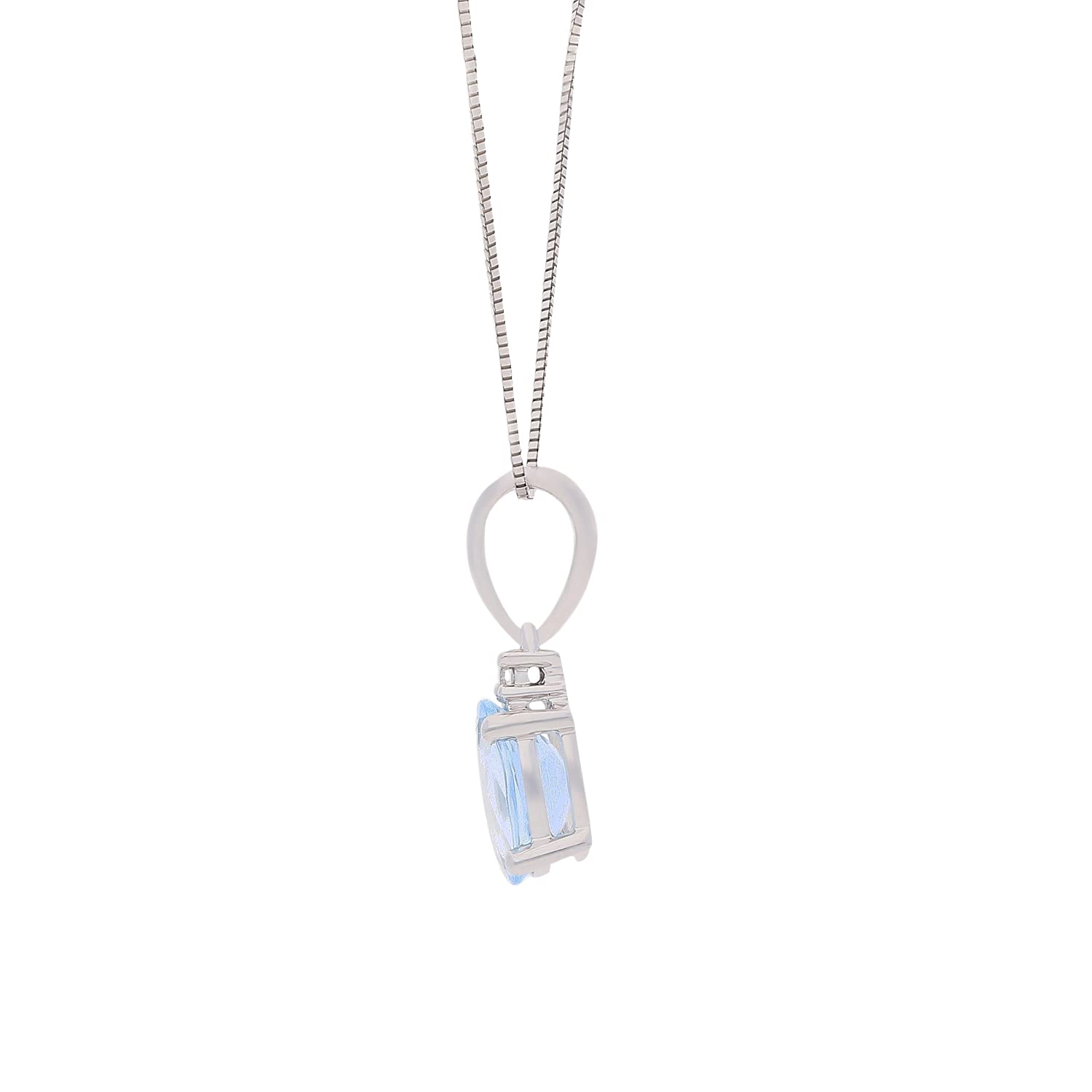 Gin & Grace 10K White Gold Genuine Aquamarine Pendant with Diamonds for women | Ethically, authentically & organically sourced (Oval-cut) shaped Aquamarine hand-crafted jewelry for her