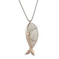 Elevate Your Style: Extra-Long Sweater Chain Necklace with Bold Hollow Fish Pendant in Gold & Silver